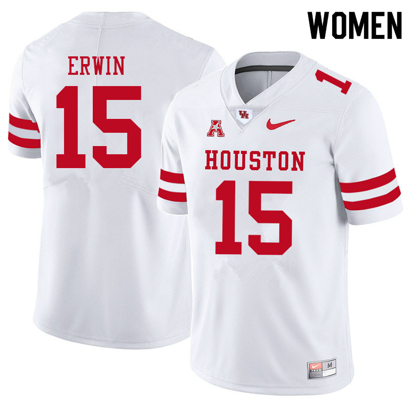 Women #15 Jaylen Erwin Houston Cougars College Football Jerseys Sale-White